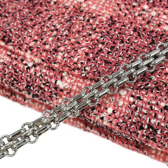 Chanel Pink Tweed Mademoiselle Lock Classic WOC Wallet On Chain - Picture 5 of 10